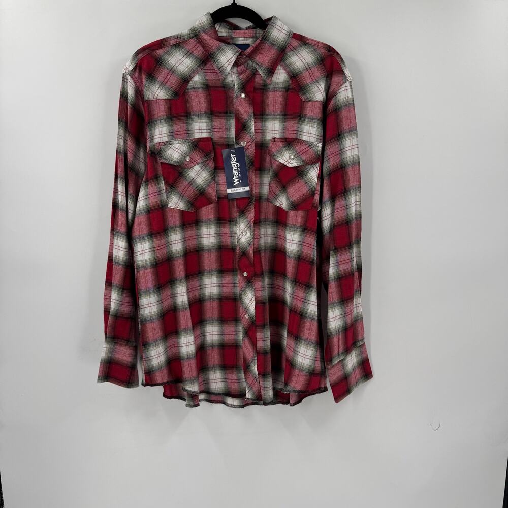 NWT Mens Wrangler Mens Flannel pearl snap shirt